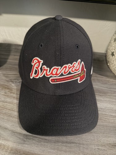 Nike Atlanta Braves Rise Baseball Cap Hat Navy Red MLB Fitted Size S/M