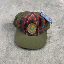 NWT Vintage 1996 Boy Scouts Webelos Cap Hat Made in USA Plaid Olive Green