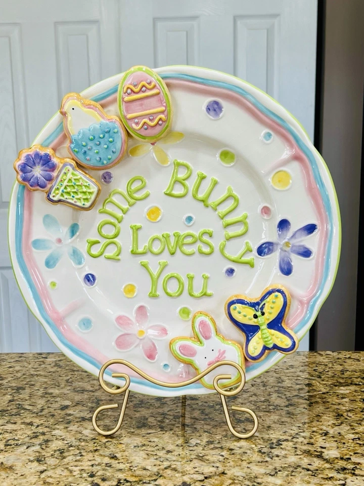 Plato de gres vintage Cracker Barrel “Easter Eggs” 14” varios colores Foto 3 de 4