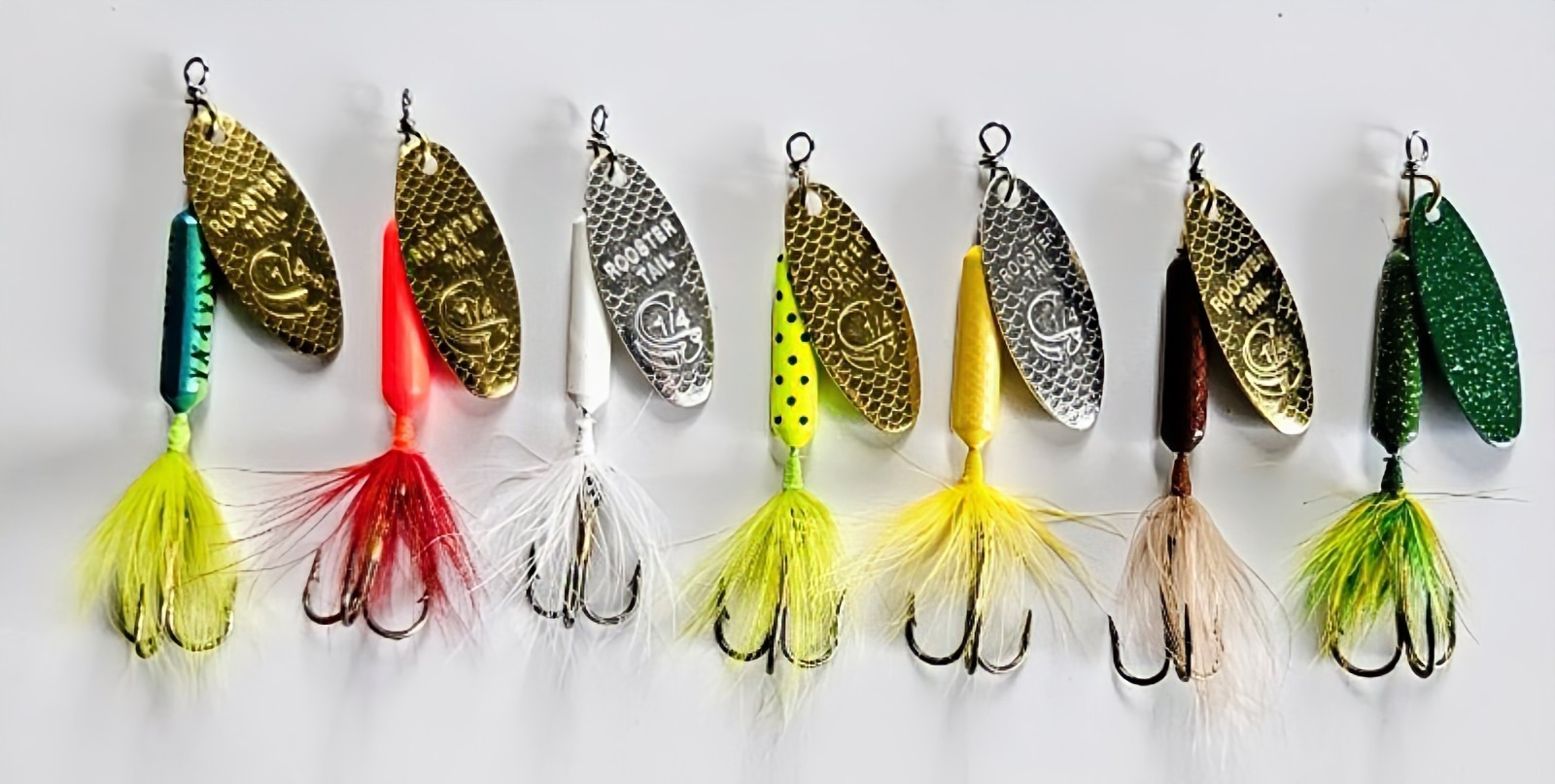 (7) Worden's Rooster Tail Inline Spinners 1/4 oz 2-3/4" 7 Colors In Set New - Image 3