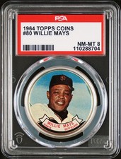 1964 Topps Baseball Coin Pin 80 WILLIE MAYS San Francisco Giants PSA 8 NM-MT