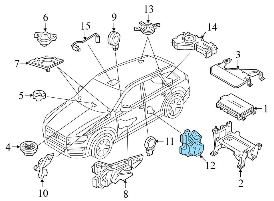AUDI Q7 2016-2021 - Altavoz subwoofer trasero / caja de bajos 4M0035621A Foto 4 de 4