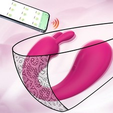 Rabbit Vibrator Double Clitoral Stimulator 9Speeds Bluetooth APP FemaleLubricant
