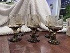 Pfaltzgraff Village Etched Wine Glasses + Water Goblets Amber Brown DISCONTINUED — photo 1