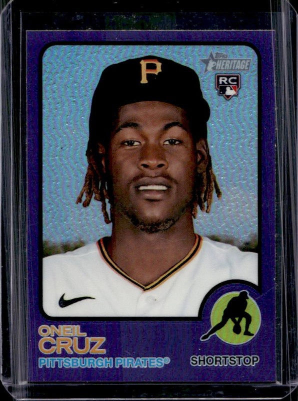2022 Topps Heritage Oneil Cruz Chrome RC Purple Refractor Rookie #157 Pirates