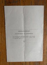 1923 PA Dept of Highways Motor Vehicle Registration Laws Original Pamphlet