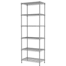 6 Shelf Wire Shelving Unit Adjustable Metal Storage Rack Kitchen Closet Gray