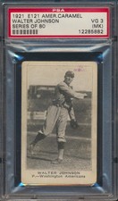 1921 E121 American Caramel Walter Johnson HOF Washington PSA 3 MK DEAD CENTERED