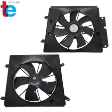 Radiator & AC Condenser Cooling Fan Assembly Pair 02-06 For Honda CR-V CRV Black