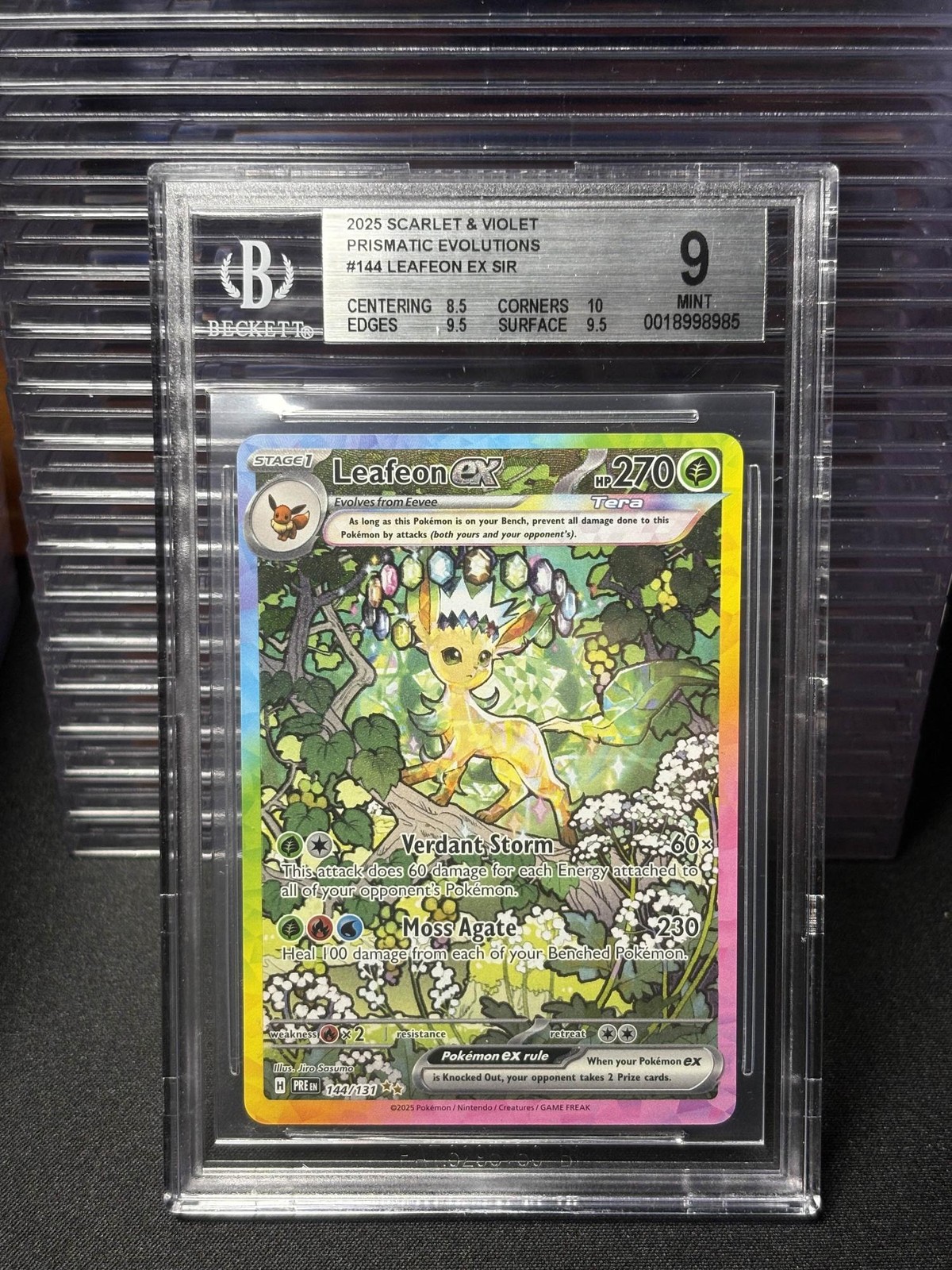 BGS 9 Leafeon EX 144 Pokemon Scarlet And Violet Prismatic Evolutions SIR Alt Art