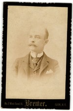 Cabinet Card Circa 1890s Bremer Handsome Man with Mustache Ilion NY