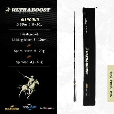 Lieblingsköder Bullseye Ultraboost Allround 2,35m 5-30g Allroundrute Spinnrute