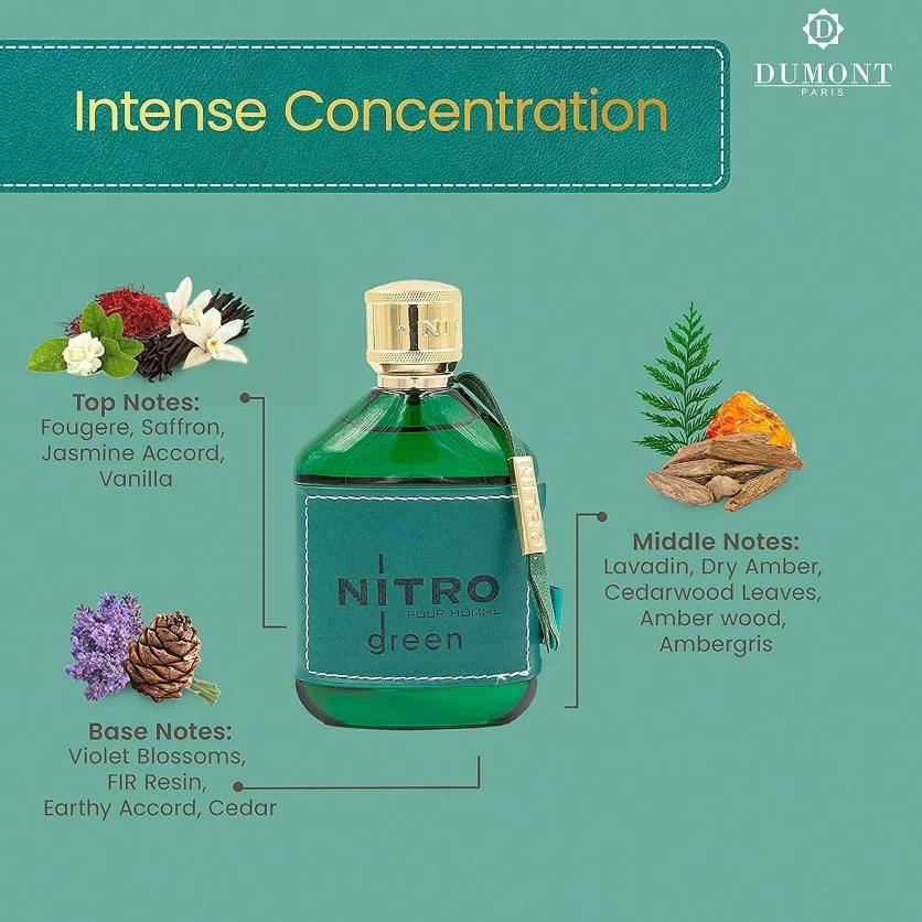 Nitro Green Eau De Parfum 3,4 oz - perfume masculino fresco e energético - Imagem 4 de 4