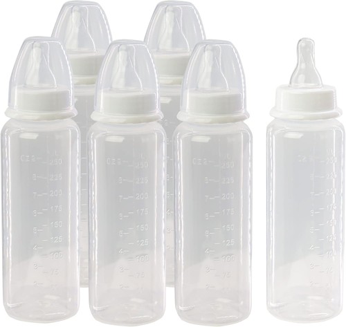 Earth And Wear 6 Pack of Baby Milk and Water Bottles, Soft Silicone Medium 