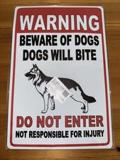 Beware Of German Shepard Dogs Will Bite Do Not Enter Metal Sign 3 SIZES SBD039