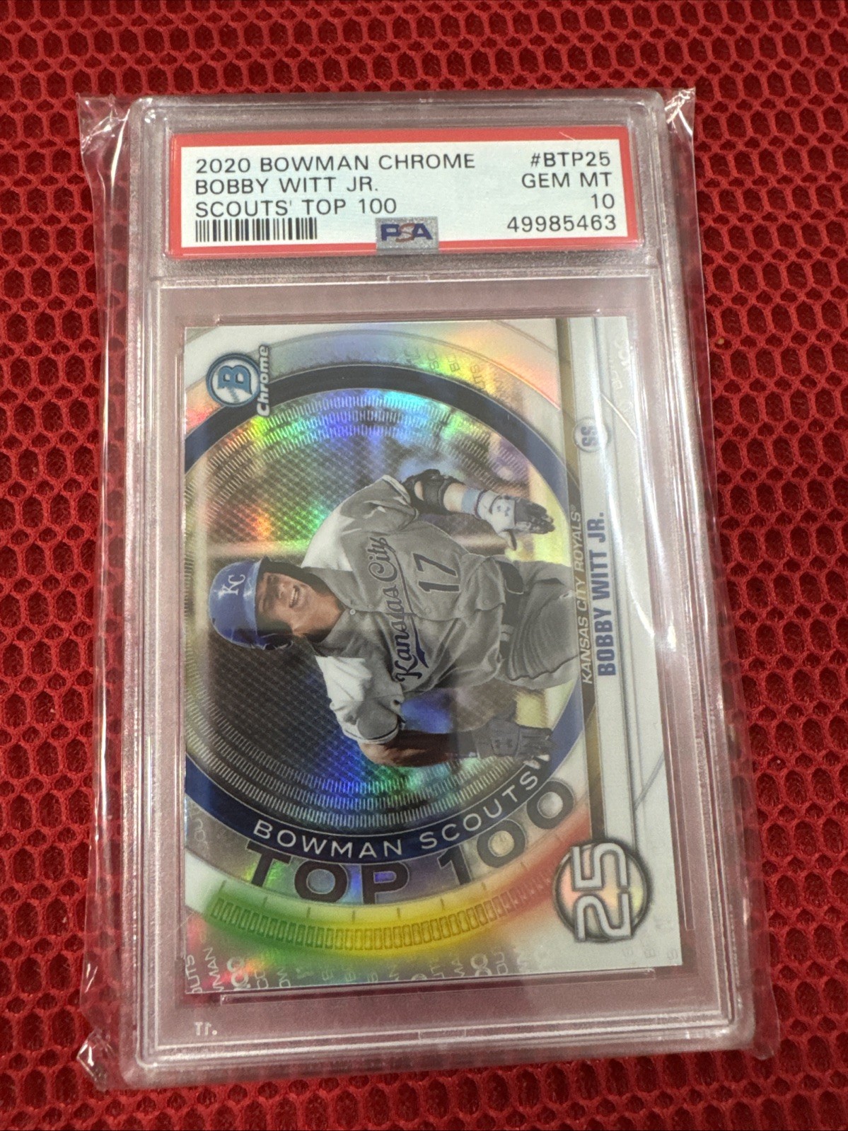 Topps 2020 Bowman Chrome Scouts Top 100 Bobby Witt Jr. #BTP-25 PSA 10 RC Rookie