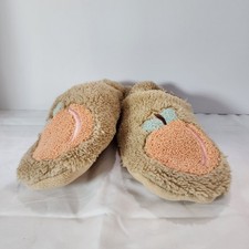 Women Slipper Socks With Grippers Tan Peach M 8-10