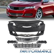 Complete Front Bumper Grille Set W/ Fog Lights Cover Fit 14-20 Chevrolet Impala