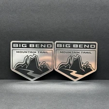 (2PC) Engraved Fender Big Bend Mountain Trail Car Emblem 2PC Badge Sport racing