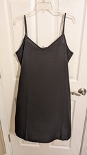 LOFT Women's Black Full SLIP Dress style Adjustable spaghetti straps A-Line Sz L