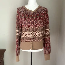 George Mark Eisen Cardigan Sweater Angora Rabbit Blend Soft Artsy Grandma Size L