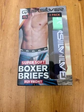 NEW 3 PACK MEN'S QUICKSILVER SUPER SOFT BOXERS FLY FRONT TAG FREE Size XL M3