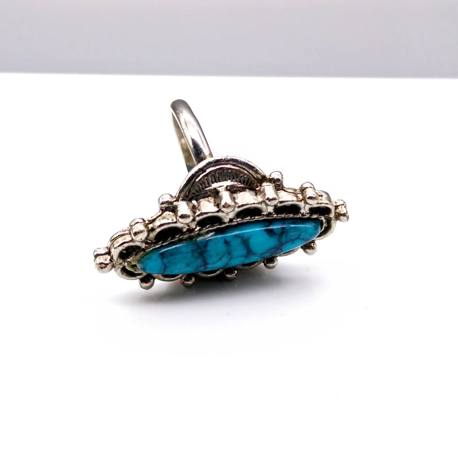 Retro Turquoise Look Statement Ring, Adjustable S… - image 5