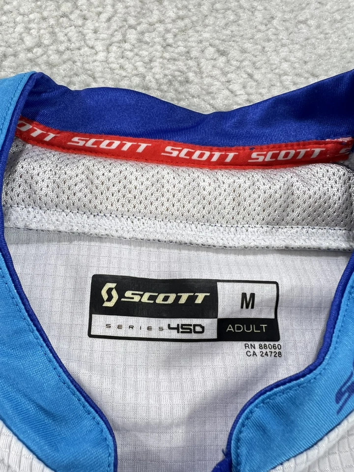 Camiseta Scott Motocross Racing Serie 450 Azul Blanco Acolchada Para Hombre Talla Mediana Foto 3 de 4