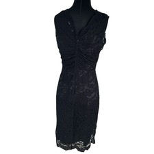 Vintage Calvin Klein Black Lace 2pc Slip Dress Set Sheer Lace Overlay Y2K 90s -S