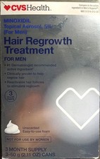 3 MONTH CVS MEN'S ROGAINE 5 MINOXIDIL AEROSOL HAIR REGROWTH TREATMENT 2.11oz X3