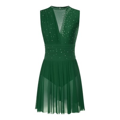 Lyrical Dance Dress for Women Rhinestone Figure Skating Dresses Ballet Dancewear