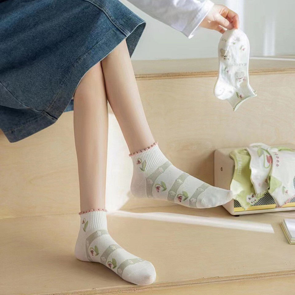 Ladies Boat Socks Ankle Socks Summer Cotton Nonslip Socks Casual