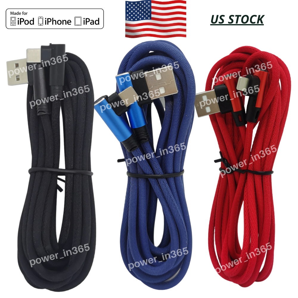 90 Degree Elbow USB Charger Cable 6FT For iPhone 13 12 11 XR 8 7 6 Charging Cord