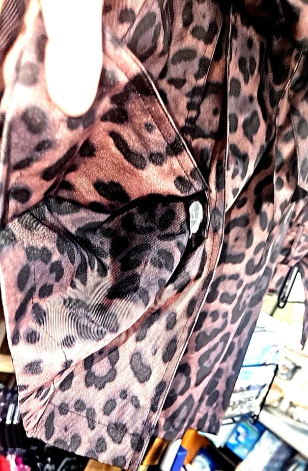 Abrigo impermeable Pamela McCoy Trench marrón animal XS NUEVO CON ETIQUETAS RT$120 STOCK MUERTO Y2K Foto 3 de 4