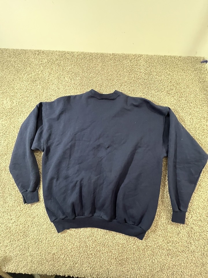 Vintage 90s Streetwear Mens XL Pullover Spell Out USA Flag Sweatshirt