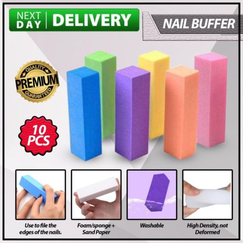 BUFFER BLOCK ACRYLIC NAIL ART BUFFING SANDING FILE BLOCK & WASHABLE NAIL FILES - Picture 1 of 8