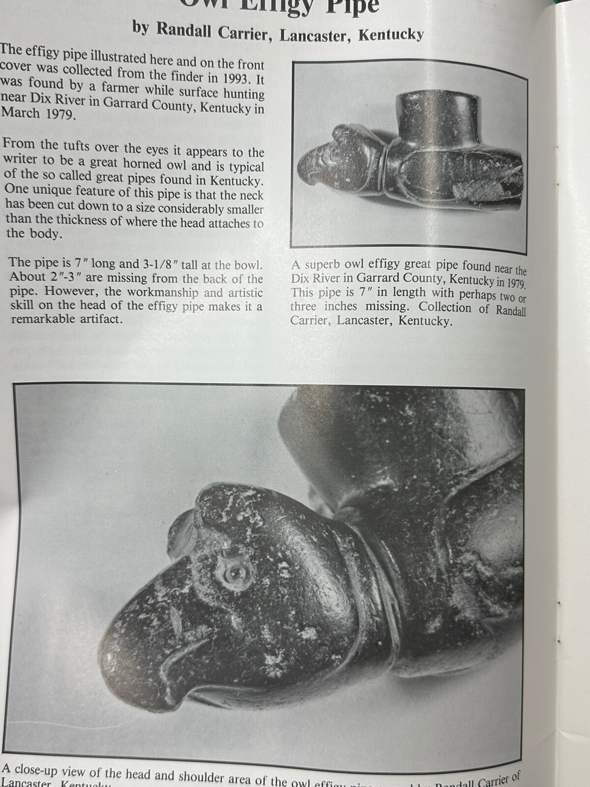 PREHISTORIC AMERICAN MAGAZINE 1994 1 BANNERSTONE HARDIN GREAT PIPE