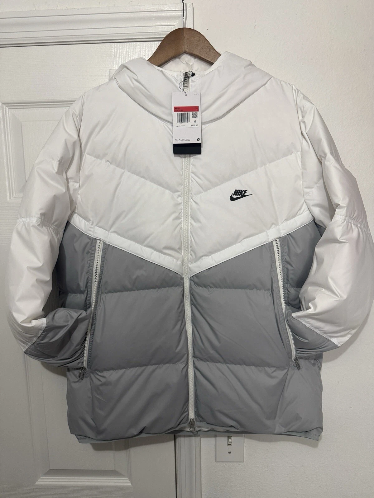 NIKE SPORTSWEAR HOODED PUFFER STORM FIT WINDRUNNER JACKET WHITE DD6795 100 DOWN
