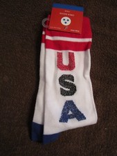 Womens Patriotic Crew Socks Size 4-10 USA Red White Blue Socks