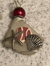 Artisan Hand Crafted Silver Wire Wrapped Beach Sea Glass Pendant