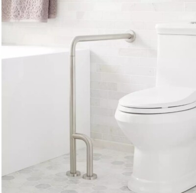Pickens Wall-to-Floor Grab Bar - Brushed Stainless Steel