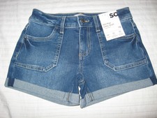 SO Girls Mid Rise Denim Utility Shorts  Youth Size 10  NWT