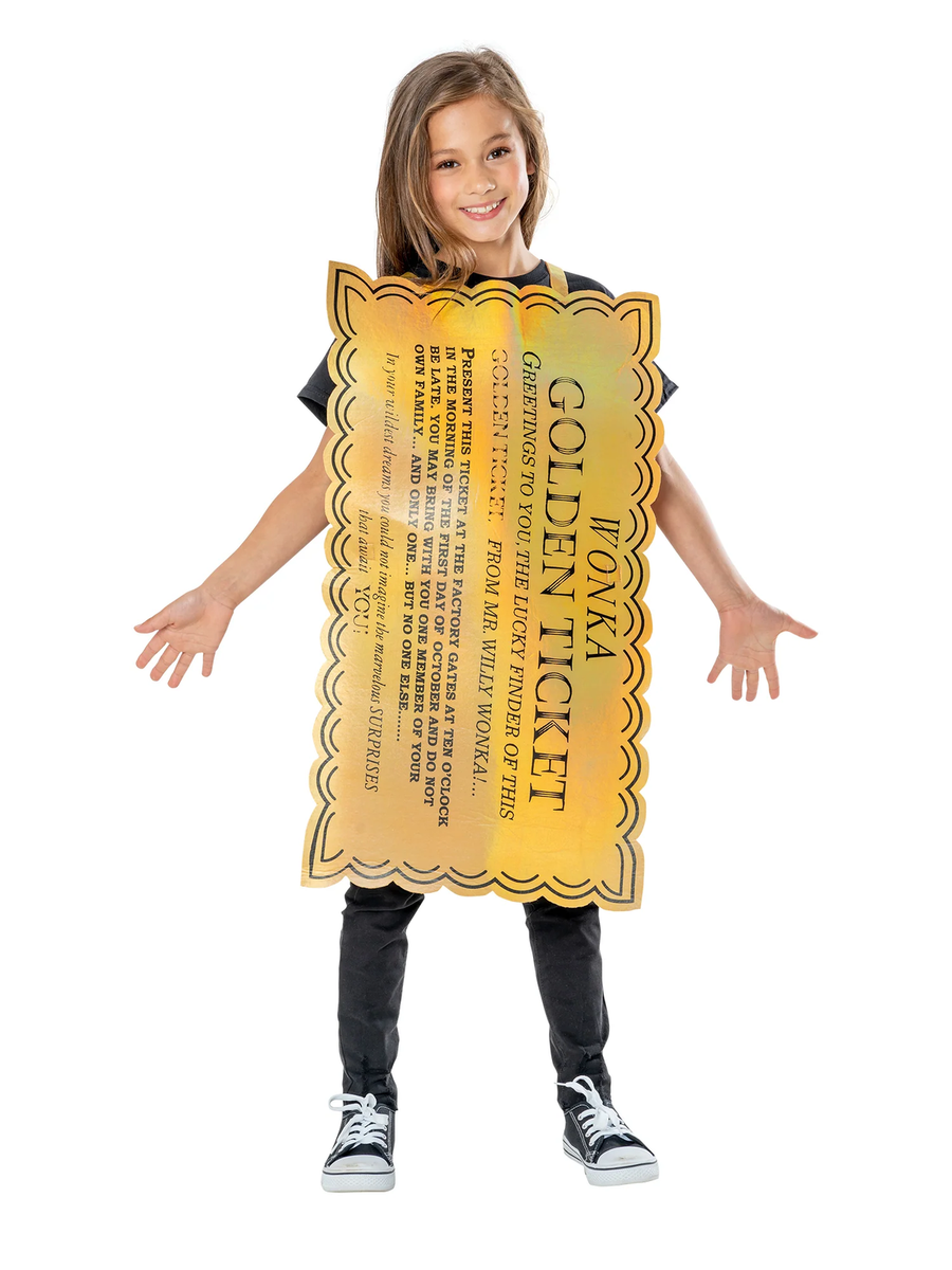 Golden Ticket Costume Willy Wonka Chocolate Factory Fancy Dress Kids Book Day | eBay Golden Ticket Costume Willy Wonka Chocolate Factory Fancy Dress Kids Book Day | eBay