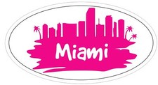 Miami Florida Oval Bumper Sticker or Helmet Sticker D3769