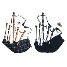 Scottish Great Highland Bagpipes Rosewood Metal Silver Mounts Free Accessories