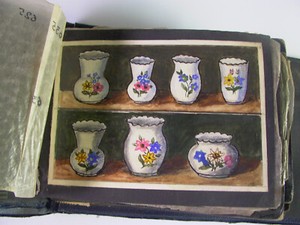 - RARITÄT! KERAMIK MUSTERBUCH 1920er Jahre - Wagram o.ä. ! handgemalte Aquarelle