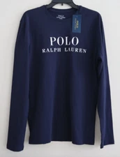 Polo Ralph Lauren PL91RL Men's Sz M Blue Logo Graphic Crew-Neck L/S Lounge Shirt