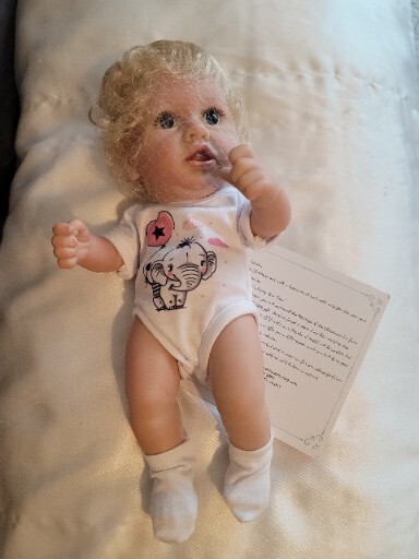 Silicone Baby Doll Boy Blonde Curls Blue Eyes beautiful reborn newborn