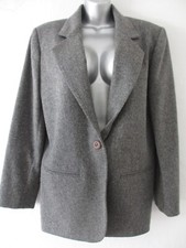 Vintage Sag Harbor Wool Blend Blazer Womens 10 Gray Suit Jacket Academia 90s Y2K