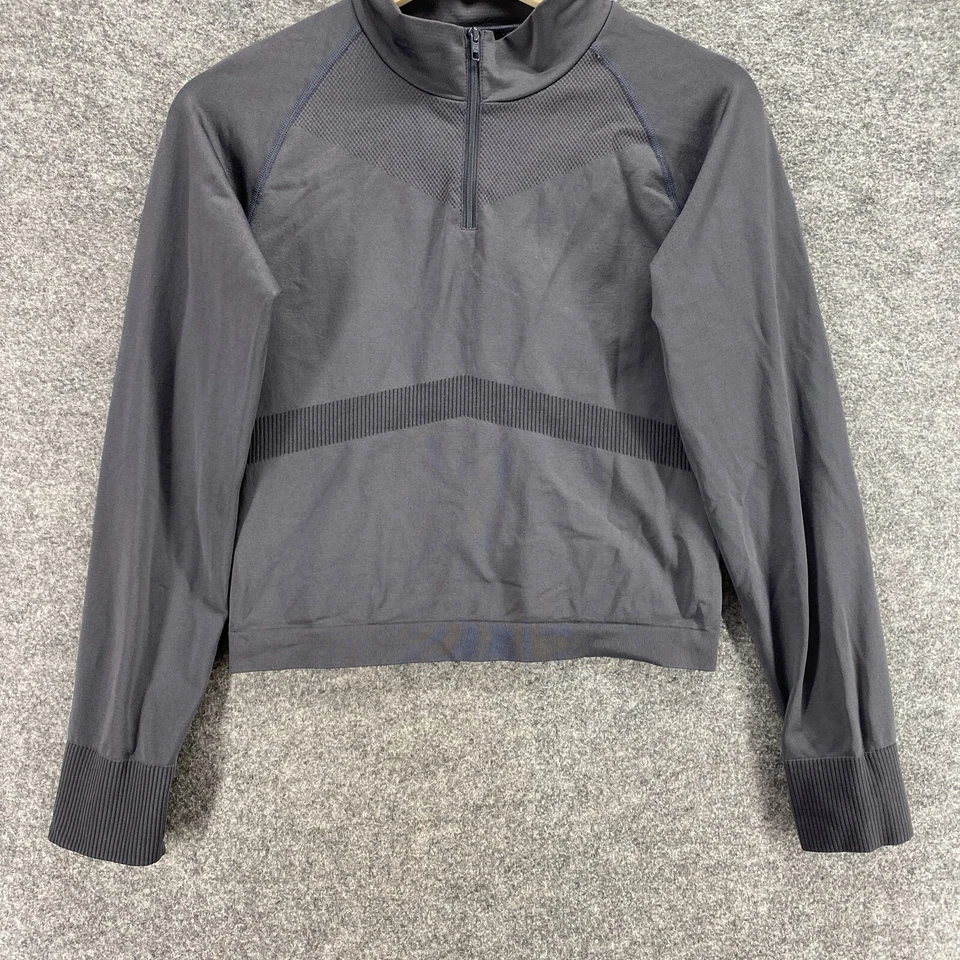 Top corto Victoria's Secret Activewear para mujer L grande gris cuello alto cremallera Foto 4 de 4